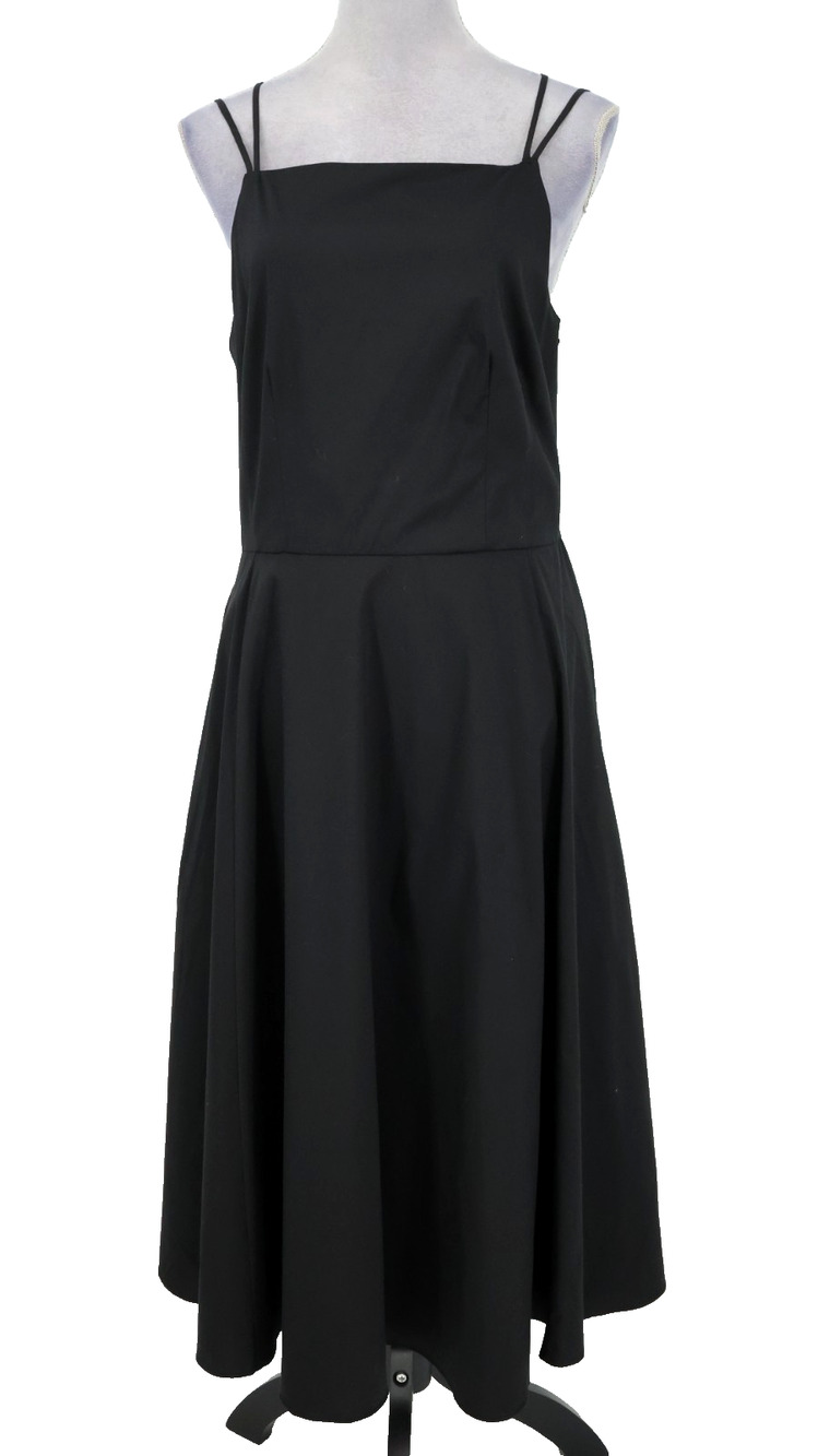 Joie Dress Womens 12 Black Cotton Poplin Spaghetti Strap Side Zip Pockets Beach